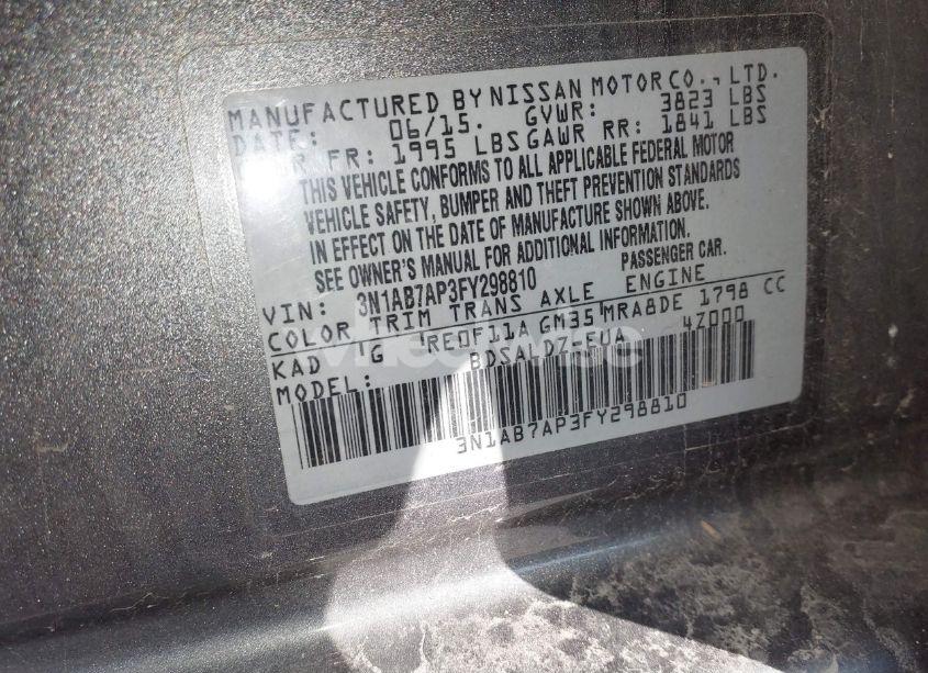 Photo 9 of 2015 Nissan Sentra SV (VIN 3N1AB7AP3FY298810)