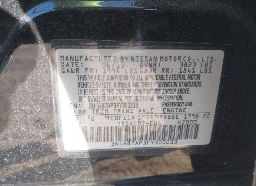 Photo 9 of 2015 Nissan Sentra SV (VIN 3N1AB7AP3FY300233)
