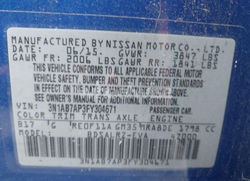 Photo 9 of 2015 Nissan Sentra SR (VIN 3N1AB7AP3FY304671)