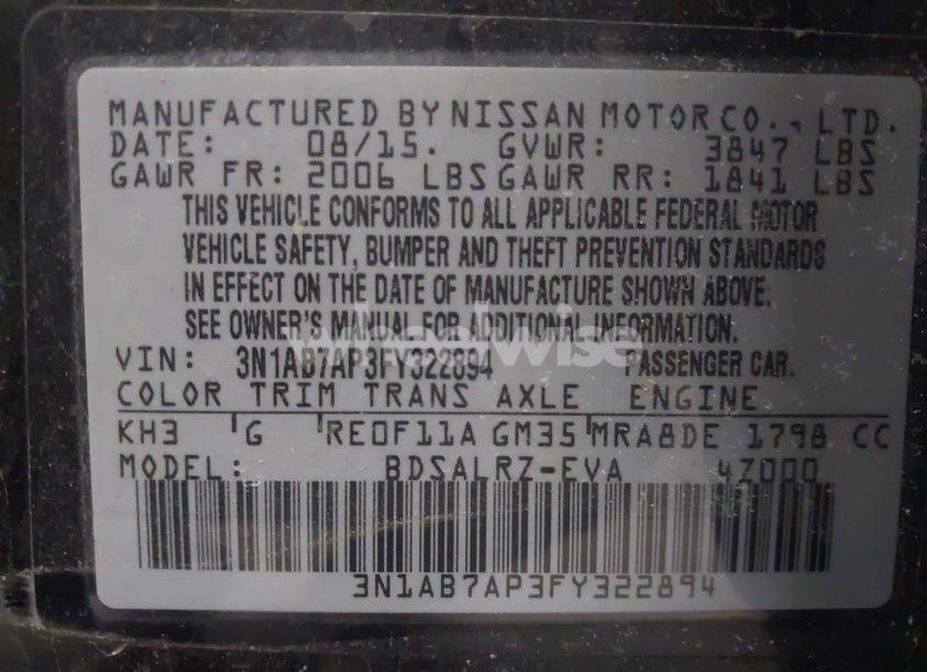 Photo 9 of 2015 Nissan Sentra SR (VIN 3N1AB7AP3FY322894)