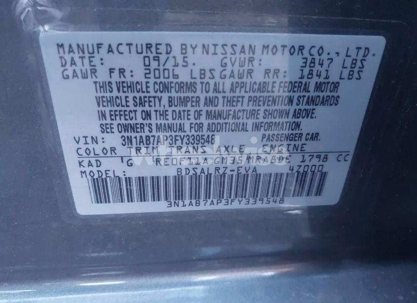 Photo 9 of 2015 Nissan Sentra SR (VIN 3N1AB7AP3FY339548)