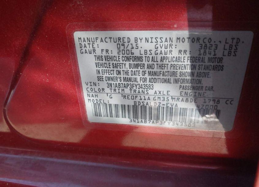 Photo 9 of 2015 Nissan Sentra SV (VIN 3N1AB7AP3FY343583)