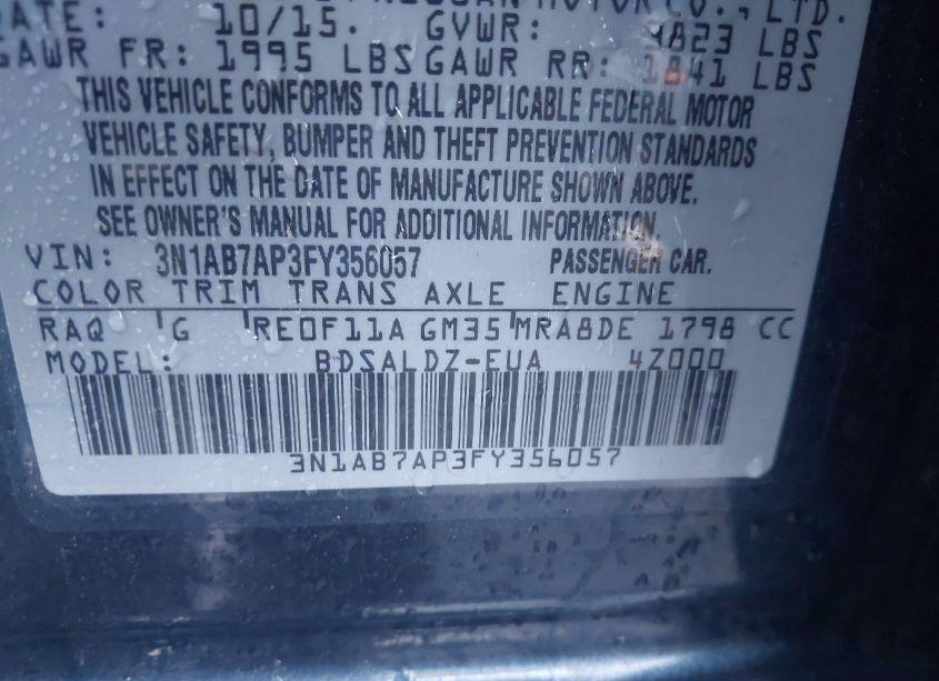 Photo 9 of 2015 Nissan Sentra SV (VIN 3N1AB7AP3FY356057)