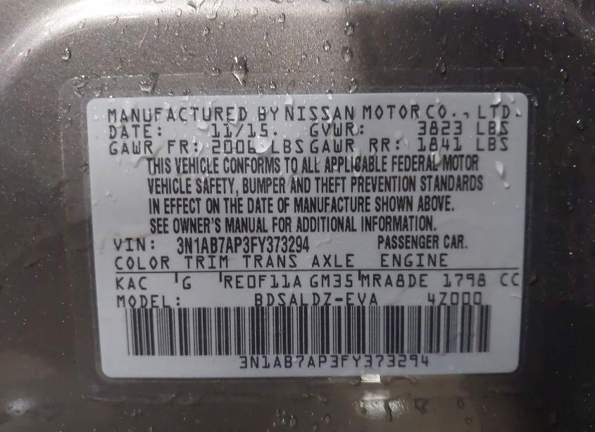 Photo 9 of 2015 Nissan Sentra SV (VIN 3N1AB7AP3FY373294)