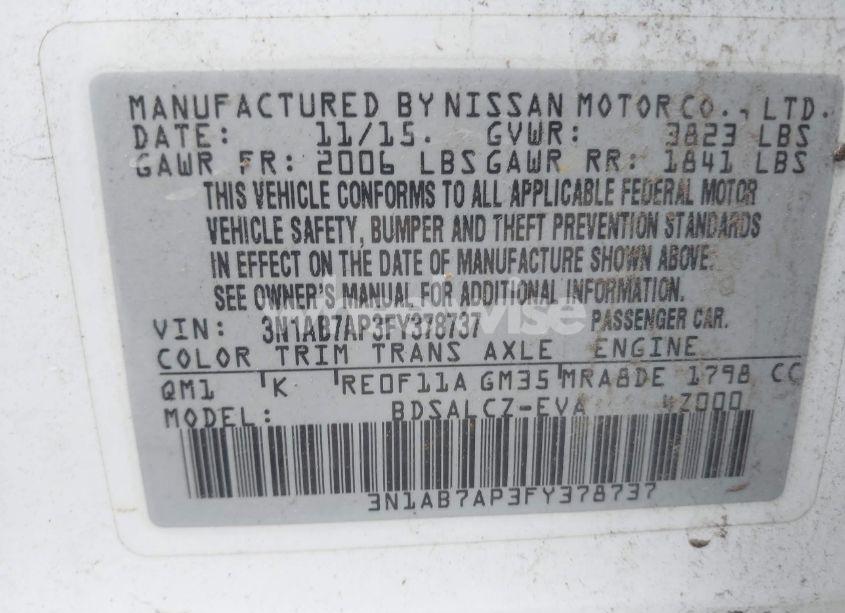 Photo 9 of 2015 Nissan Sentra S (VIN 3N1AB7AP3FY378737)