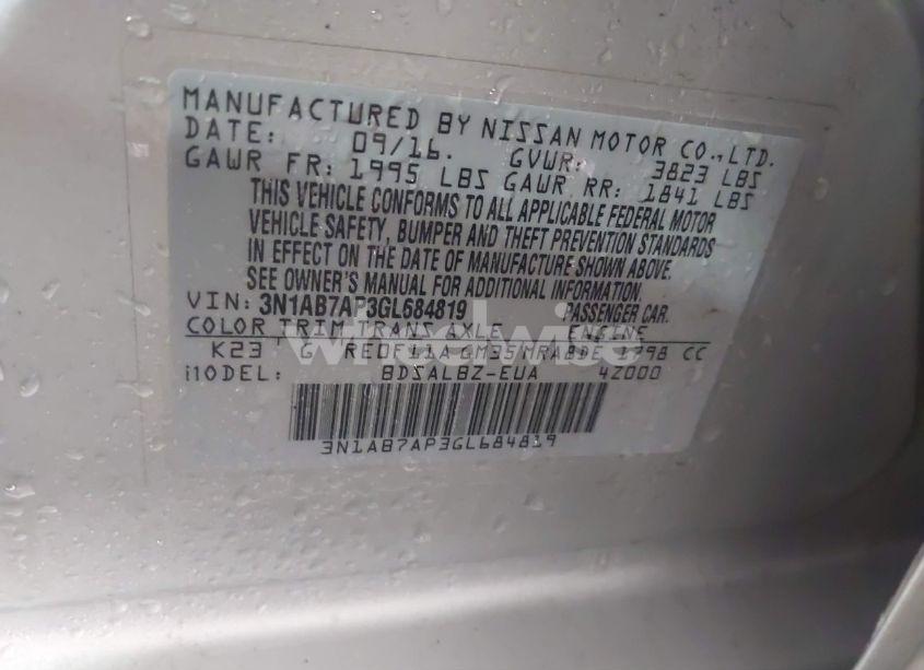 Photo 9 of 2016 Nissan Sentra S (VIN 3N1AB7AP3GL684819)