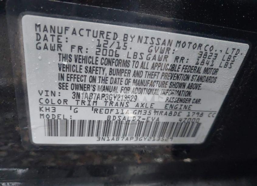 Photo 9 of 2016 Nissan Sentra SV (VIN 3N1AB7AP3GY213529)
