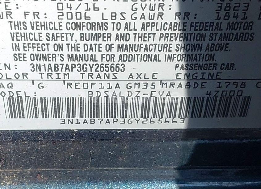 Photo 9 of 2016 Nissan Sentra SV (VIN 3N1AB7AP3GY265663)