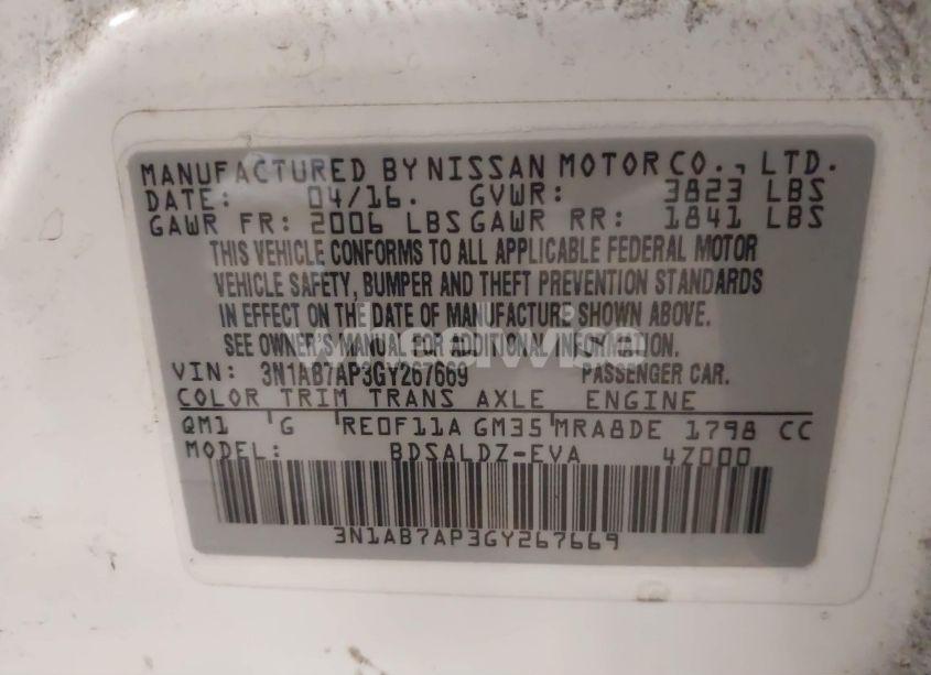Photo 9 of 2016 Nissan Sentra SV (VIN 3N1AB7AP3GY267669)