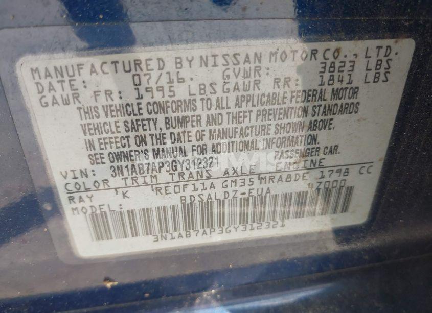 Photo 9 of 2016 Nissan Sentra SV (VIN 3N1AB7AP3GY312321)