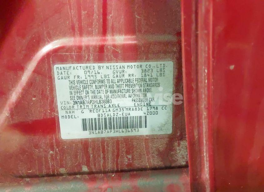 Photo 9 of 2017 Nissan Sentra S/SL/SR/SV (VIN 3N1AB7AP3HL636593)