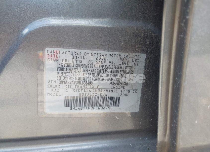 Photo 9 of 2017 Nissan Sentra SV (VIN 3N1AB7AP3HL638490)