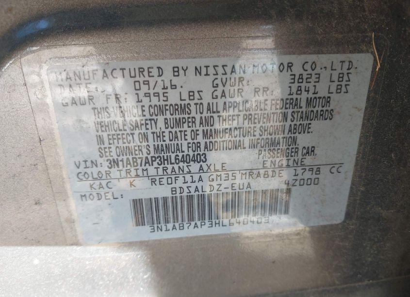 Photo 9 of 2017 Nissan Sentra SV (VIN 3N1AB7AP3HL640403)