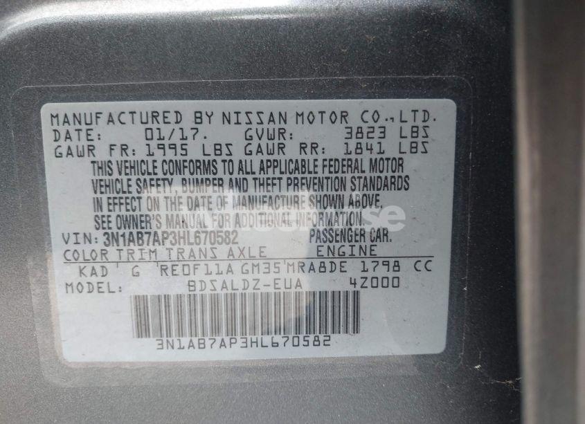 Photo 9 of 2017 Nissan Sentra SV (VIN 3N1AB7AP3HL670582)