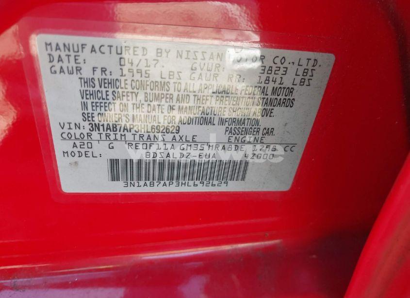 Photo 9 of 2017 Nissan Sentra SV (VIN 3N1AB7AP3HL692629)