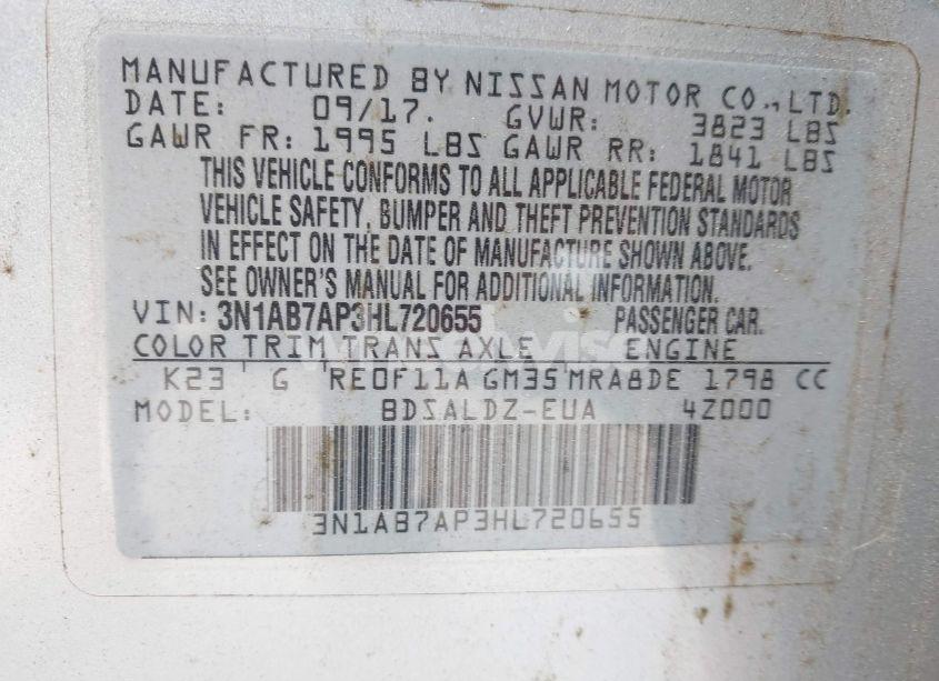 Photo 9 of 2017 Nissan Sentra SV (VIN 3N1AB7AP3HL720655)