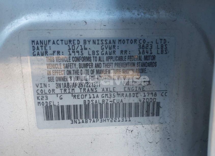 Photo 9 of 2017 Nissan Sentra S (VIN 3N1AB7AP3HY221311)