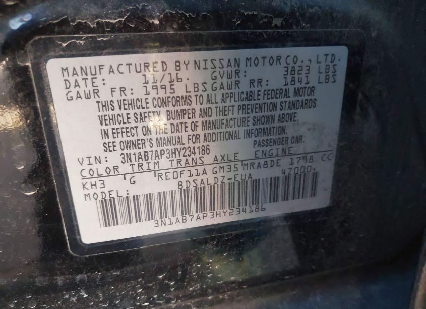 Photo 9 of 2017 Nissan Sentra SV (VIN 3N1AB7AP3HY234186)