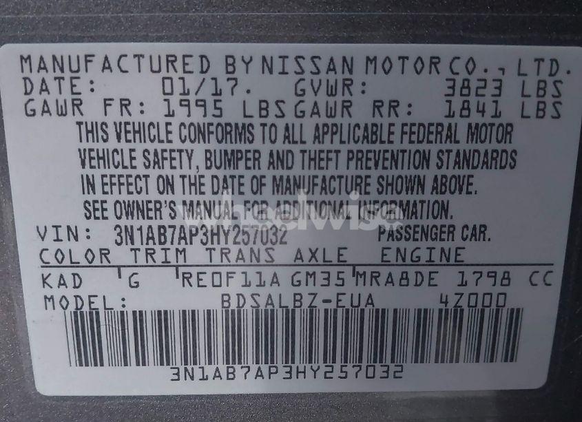 Photo 9 of 2017 Nissan Sentra S (VIN 3N1AB7AP3HY257032)