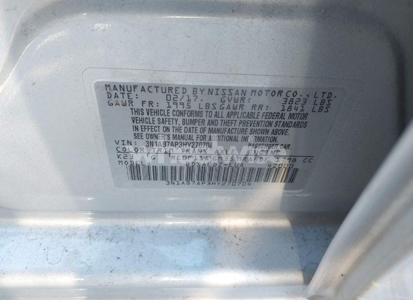 Photo 9 of 2017 Nissan Sentra SV (VIN 3N1AB7AP3HY270704)