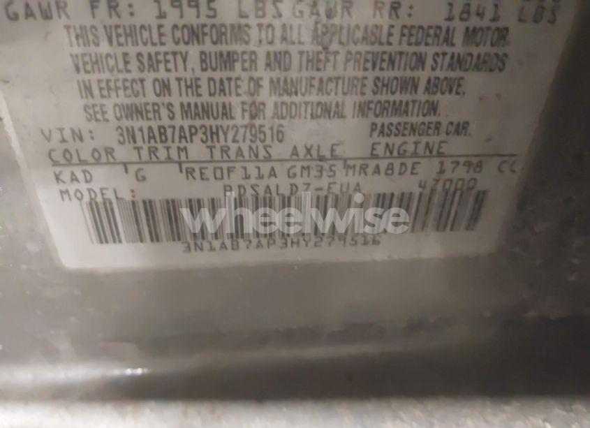 Photo 9 of 2017 Nissan Sentra SV (VIN 3N1AB7AP3HY279516)