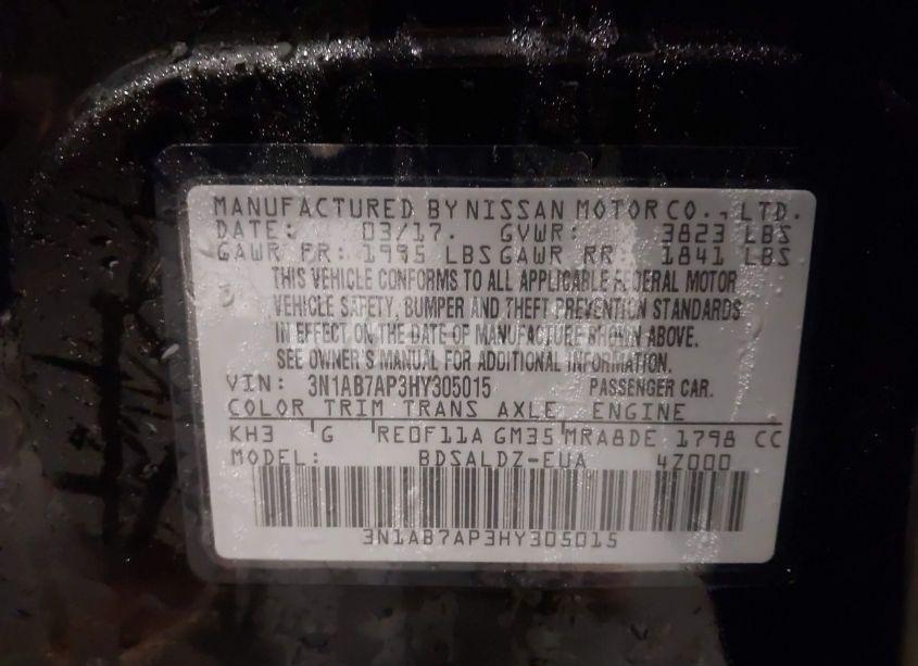 Photo 9 of 2017 Nissan Sentra SV (VIN 3N1AB7AP3HY305015)