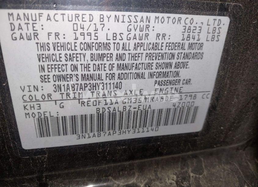 Photo 9 of 2017 Nissan Sentra S (VIN 3N1AB7AP3HY311140)