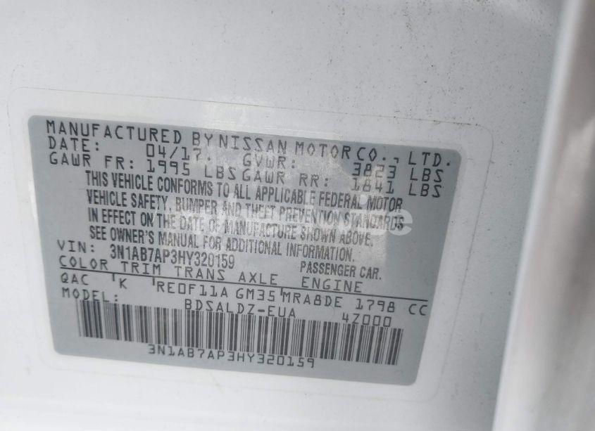 Photo 9 of 2017 Nissan Sentra SV (VIN 3N1AB7AP3HY320159)