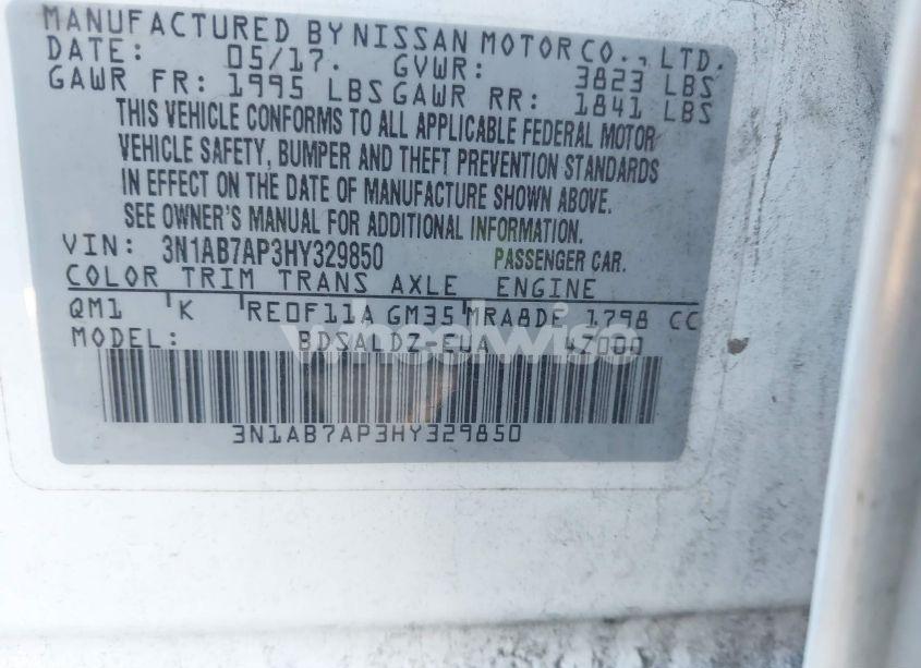 Photo 9 of 2017 Nissan Sentra SV (VIN 3N1AB7AP3HY329850)