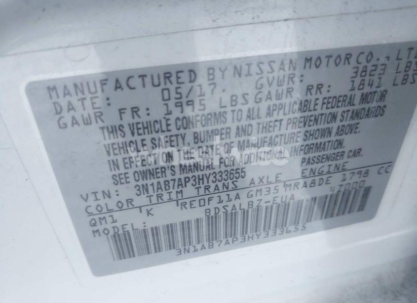 Photo 9 of 2017 Nissan Sentra (VIN 3N1AB7AP3HY333655)