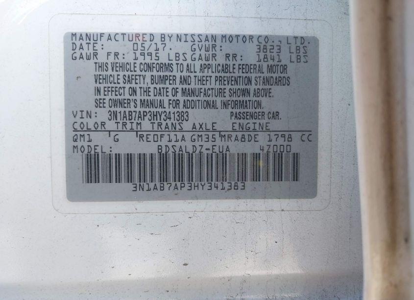 Photo 9 of 2017 Nissan Sentra SV (VIN 3N1AB7AP3HY341383)