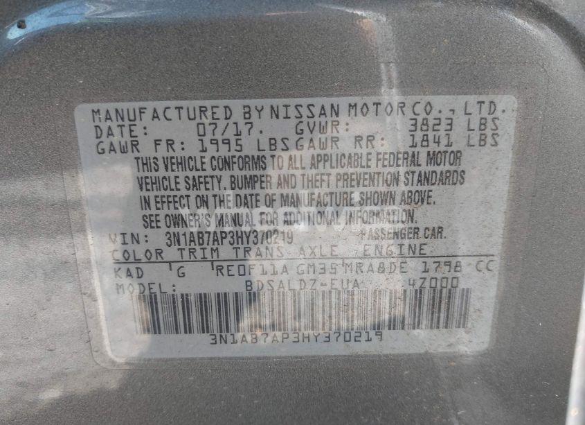 Photo 9 of 2017 Nissan Sentra SV (VIN 3N1AB7AP3HY370219)