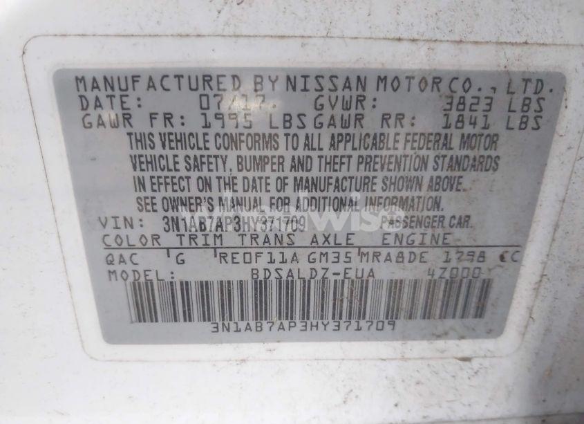 Photo 9 of 2017 Nissan Sentra SV (VIN 3N1AB7AP3HY371709)