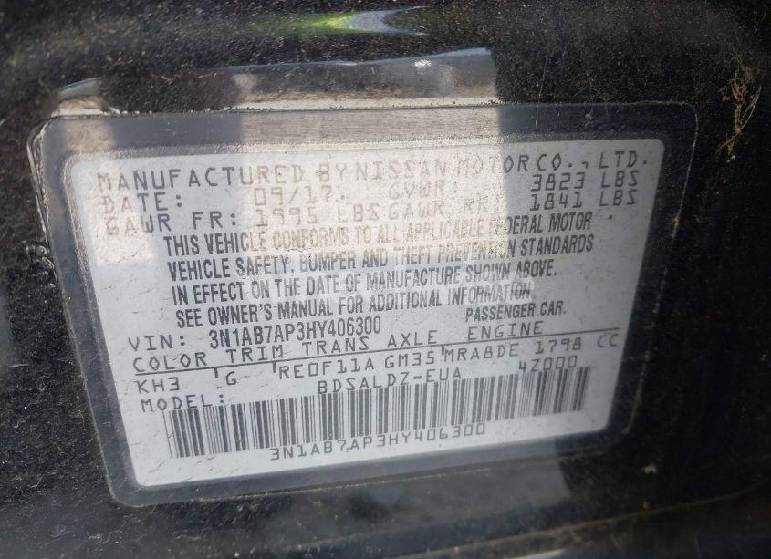 Photo 9 of 2017 Nissan Sentra SV (VIN 3N1AB7AP3HY406300)