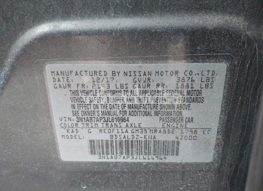 Photo 9 of 2018 Nissan Sentra SV (VIN 3N1AB7AP3JL616964)