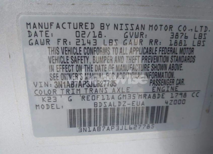 Photo 9 of 2018 Nissan Sentra SV (VIN 3N1AB7AP3JL627785)