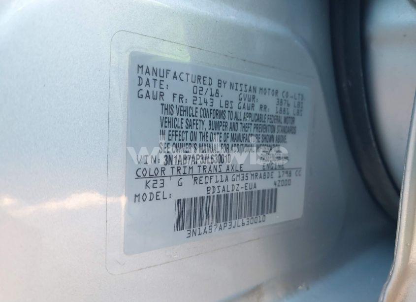 Photo 9 of 2018 Nissan Sentra SV (VIN 3N1AB7AP3JL630010)