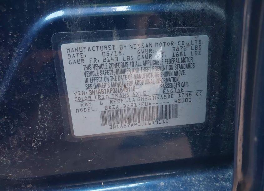 Photo 9 of 2018 Nissan Sentra SV (VIN 3N1AB7AP3JL649110)