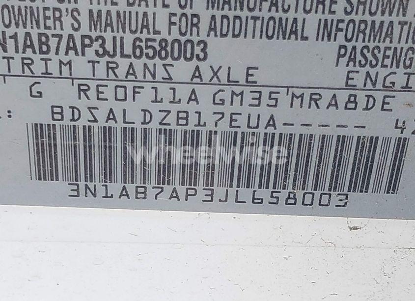 Photo 9 of 2018 Nissan Sentra SV (VIN 3N1AB7AP3JL658003)