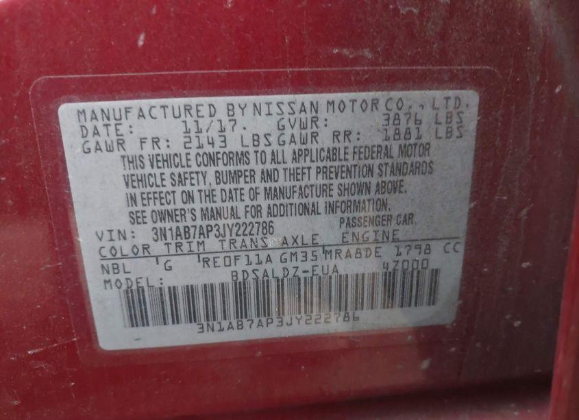 Photo 9 of 2018 Nissan Sentra SV (VIN 3N1AB7AP3JY222786)