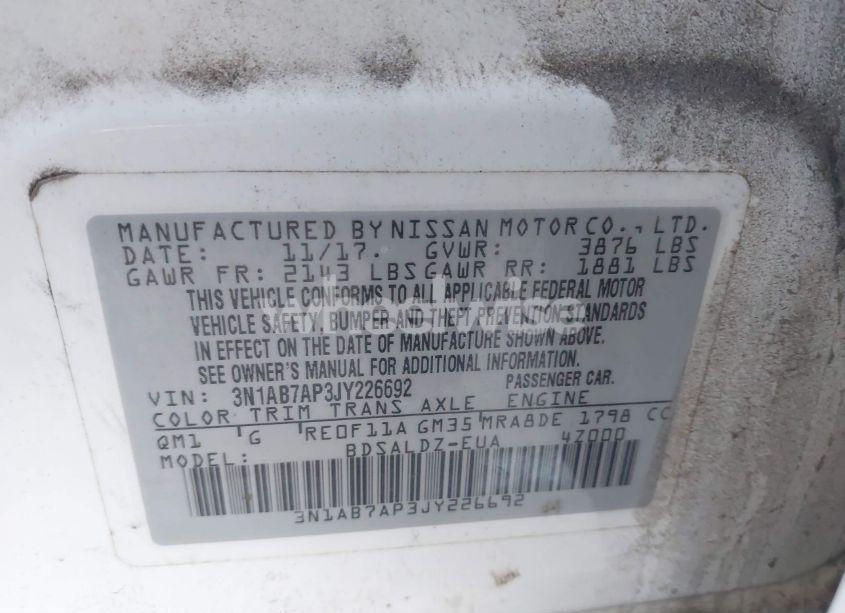 Photo 9 of 2018 Nissan Sentra SV (VIN 3N1AB7AP3JY226692)