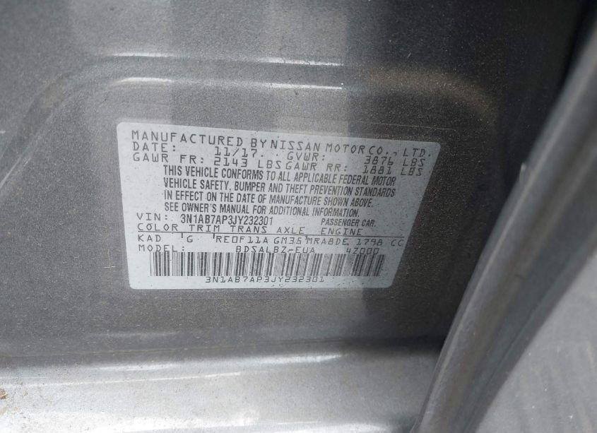 Photo 9 of 2018 Nissan Sentra S (VIN 3N1AB7AP3JY232301)