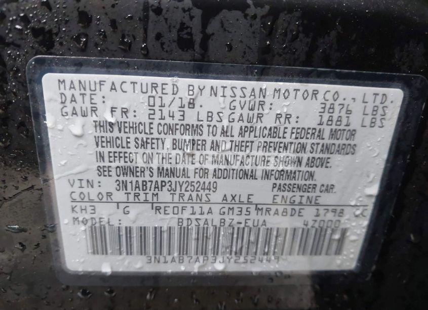 Photo 9 of 2018 Nissan Sentra S (VIN 3N1AB7AP3JY252449)