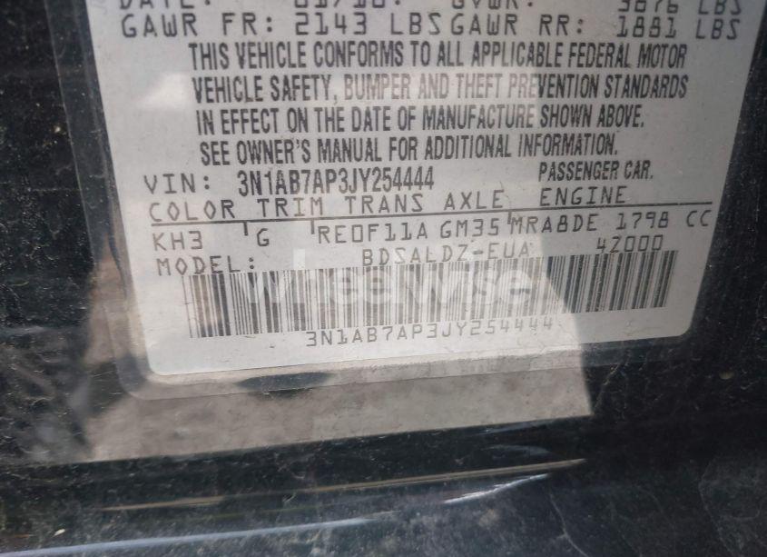 Photo 9 of 2018 Nissan Sentra SV (VIN 3N1AB7AP3JY254444)