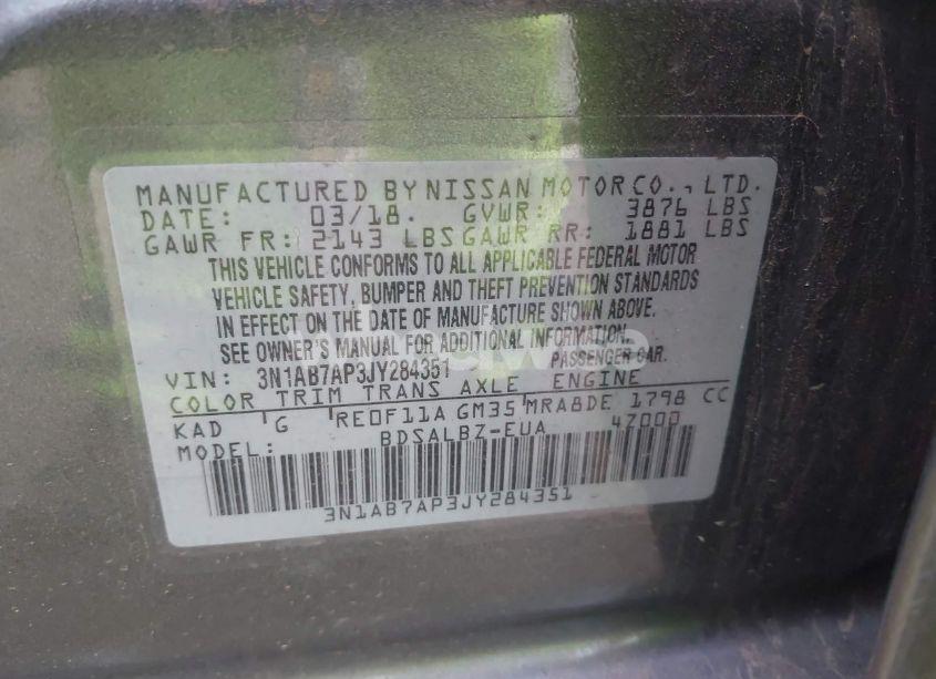 Photo 9 of 2018 Nissan Sentra S (VIN 3N1AB7AP3JY284351)