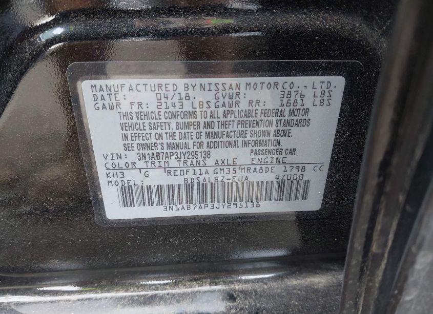 Photo 9 of 2018 Nissan Sentra S (VIN 3N1AB7AP3JY295138)