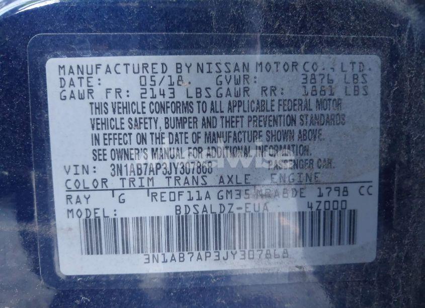 Photo 9 of 2018 Nissan Sentra SV (VIN 3N1AB7AP3JY307868)