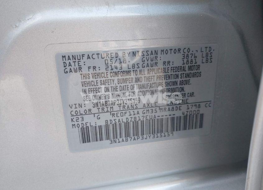 Photo 9 of 2018 Nissan Sentra SV (VIN 3N1AB7AP3JY315159)