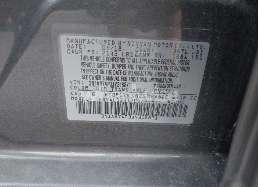 Photo 9 of 2018 Nissan Sentra S (VIN 3N1AB7AP3JY318871)