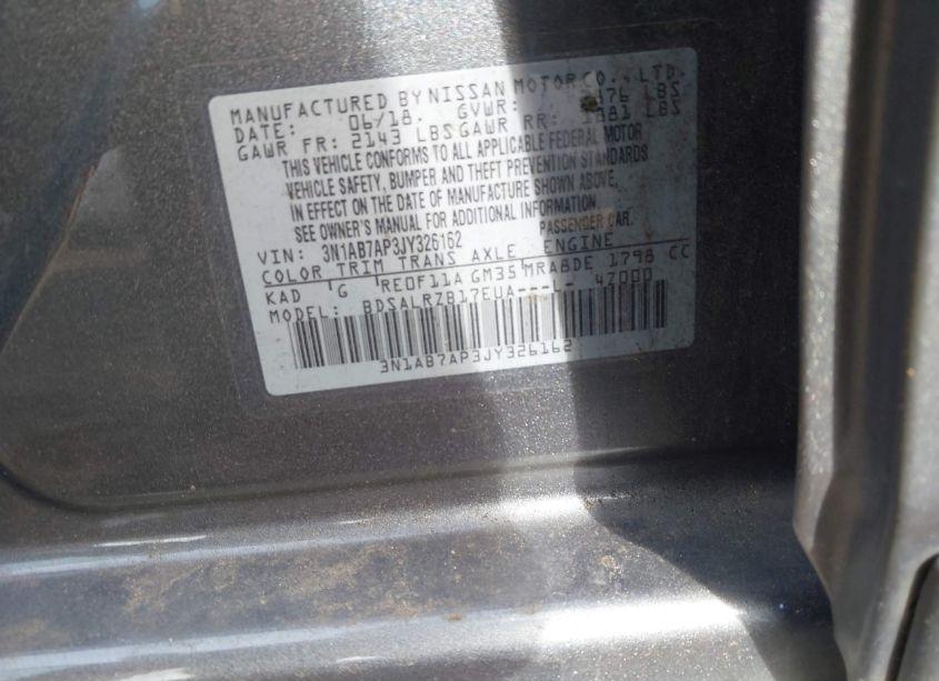 Photo 9 of 2018 Nissan Sentra SR (VIN 3N1AB7AP3JY326162)